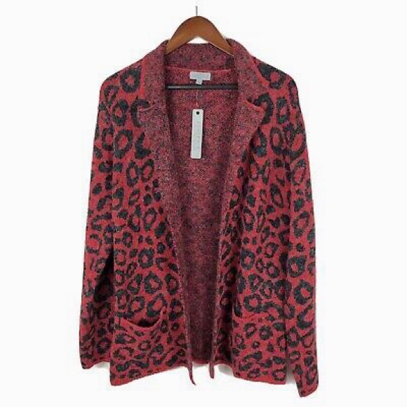 Joseph Allen Sweaters - NWT Joseph A Leopard Print Open Front Cardigan XS